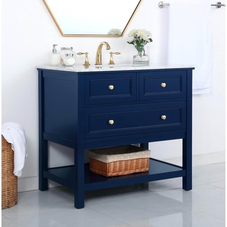 Elegant Decor 36 Inch Single Bathroom Vanity In Blue VF27036BL